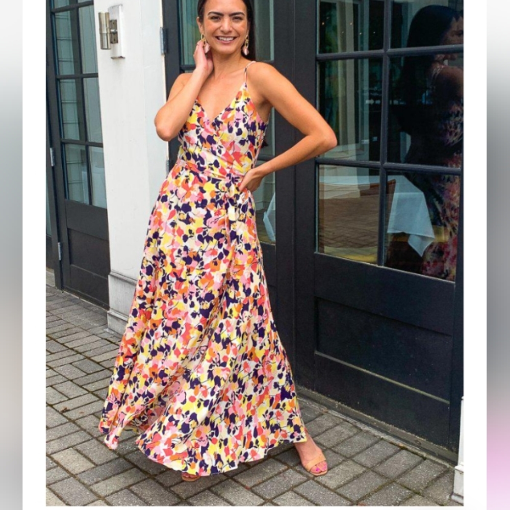 NWOT FRNCH Aenaelle Floral Maxi Wrap Dress size Large